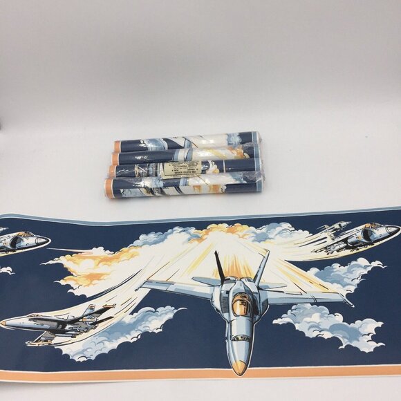 5 Rolls Airplane Wallpaper Border Blue 89485 Pre-Pasted Kids Aircraft Boys - Picture 8 of 8